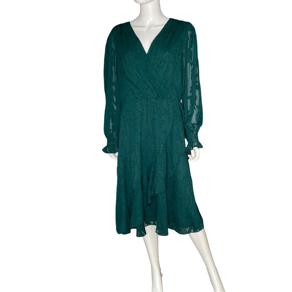 Jessica Howard Plus Size Belted Fit & Flare Dress Pine Sz 14 - Picture 4 of 10